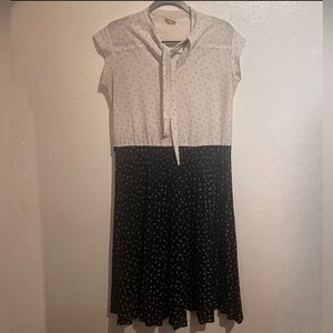 Vintage black and white midi dress